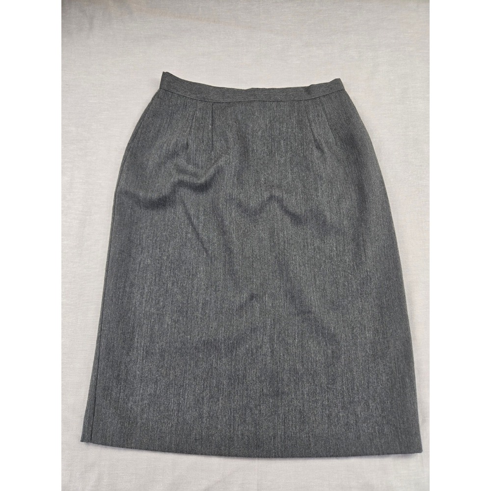 Isaac Hazan Vintage Gray Pencil Skirt Lined Back Vent Size 8 D 4181 S